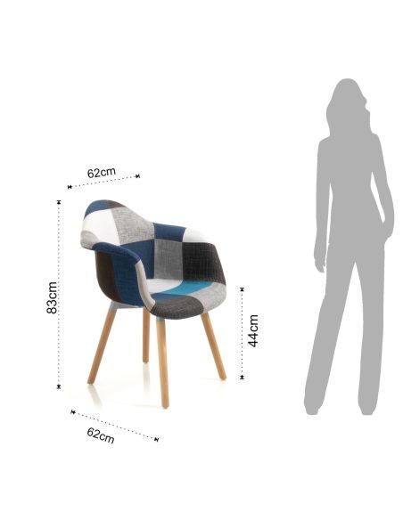 Coppia sedie patchwork in tessuto multicolor Temora