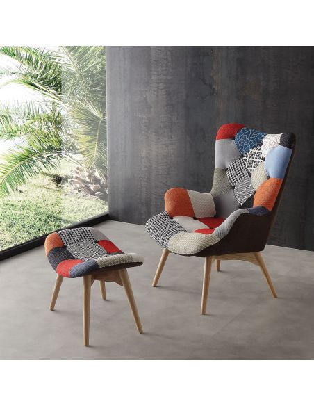 Poltrona patchwork per camera letto o soggiorno Kaunas Poltrona patchwork per camera letto o soggiorno Kaunas