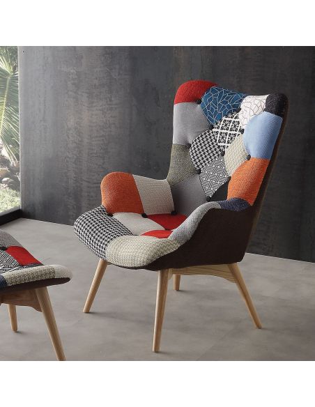 Poltrona patchwork per camera letto o soggiorno Kaunas Poltrona patchwork per camera letto o soggiorno Kaunas