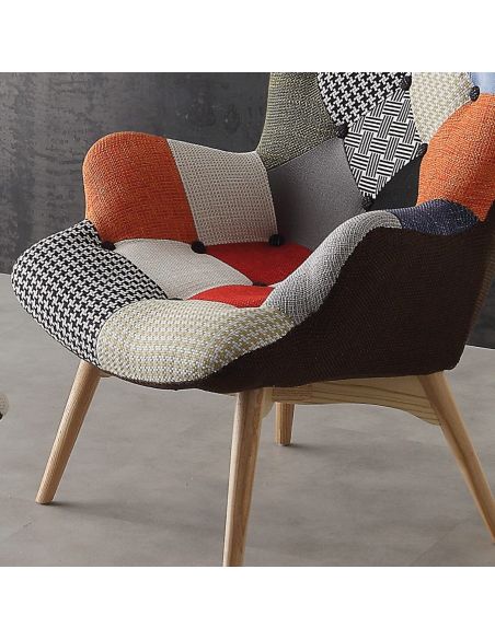 Poltrona patchwork per camera letto o soggiorno Kaunas Poltrona patchwork per camera letto o soggiorno Kaunas