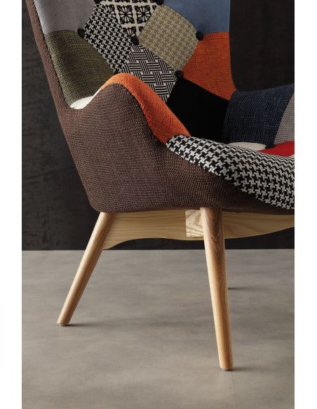 Poltrona patchwork per camera letto o soggiorno Kaunas Poltrona patchwork per camera letto o soggiorno Kaunas
