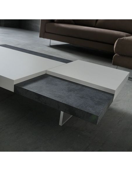 Tavolino design da salotto bicolor in legno laccato 120 x 70 cm Grigor