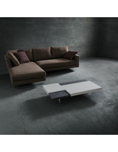 Tavolino design da salotto bicolor in legno laccato 120 x 70 cm Grigor