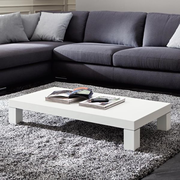 Tavolino rettangolare da salotto in legno bianco 110 x 55 cm Benicio | Tavolini da salotto