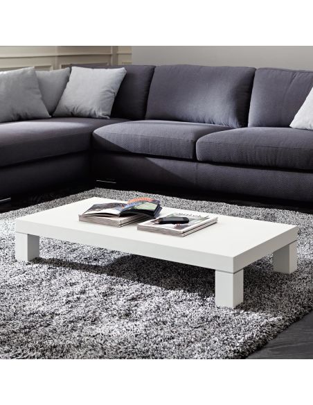 Tavolino rettangolare da salotto in legno bianco 110 x 55 cm Benicio | Tavolini da salotto Tavolino rettangolare da salotto in legno bianco 110 x 55 cm Benicio | Tavolini da salotto