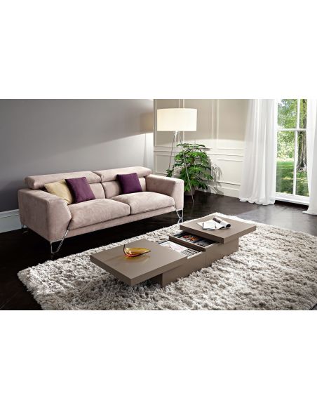 Tavolino contenitore per soggiorno in legno bianco opaco o tortora Melkior Tavolino contenitore per soggiorno in legno bianco opaco o tortora Melkior