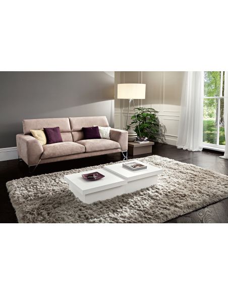 Tavolino contenitore per soggiorno in legno bianco opaco o tortora Melkior Tavolino contenitore per soggiorno in legno bianco opaco o tortora Melkior