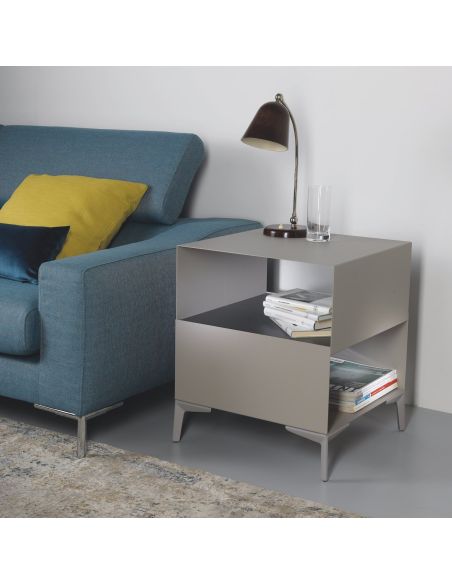 Tavolino comodino design moderno in acciaio Larry Tavolino comodino design moderno in acciaio Larry