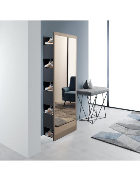 Specchio ad angolo con libreria e scarpiera Corinna Specchio ad angolo con libreria e scarpiera Corinna
