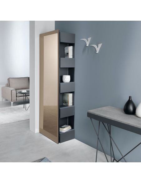 Specchio ad angolo con libreria e scarpiera Corinna Specchio ad angolo con libreria e scarpiera Corinna