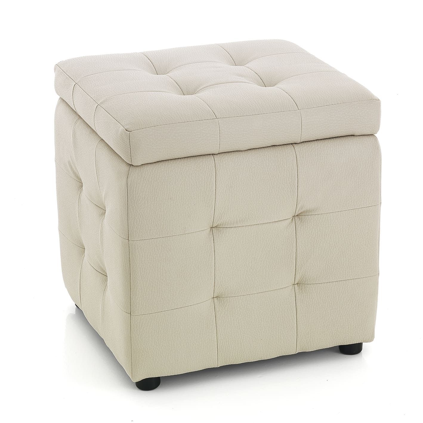 Pouf contenitore in ecopelle design moderno Isolda Beige