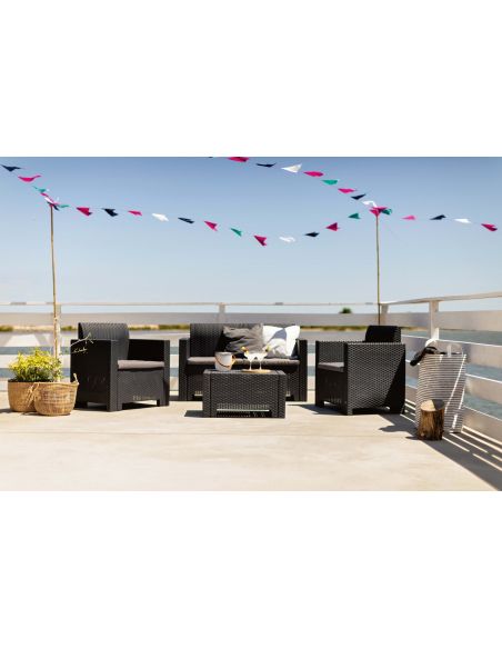 Salotto da giardino divano due poltrone e tavolino Teixeira