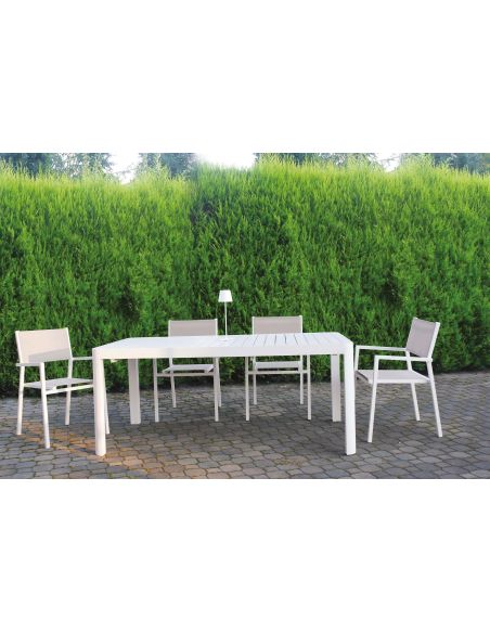 Tavolo da giardino allungabile in alluminio bianco GoldDust Tavolo da giardino allungabile in alluminio bianco GoldDust