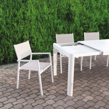 Tavolo da giardino allungabile in alluminio bianco GoldDust 2
