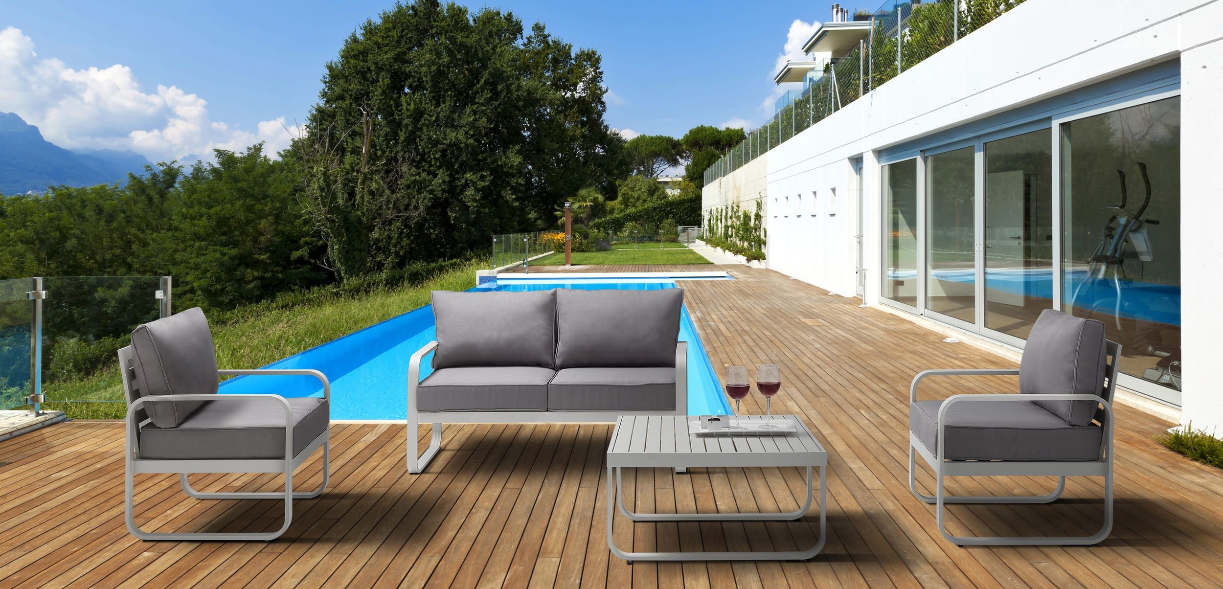 Divano Da Giardino 2 Posti In Polyrattan Nero Con Cuscini - Set Salotto Esterno Con Contenitore Integrato - Foto 9