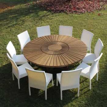Tavolo giardino mobili da giardino legno e polyrattan tavolo da pranzo tavolo BALCONE TERRAZZA TAVOLO 