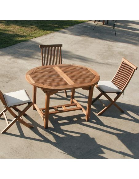 Tavolo da giardino rotondo allungabile in legno TeakOnMe Tavolo da giardino rotondo allungabile in legno TeakOnMe