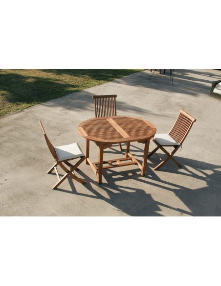 Tavolo da giardino rotondo allungabile in legno TeakOnMe Tavolo da giardino rotondo allungabile in legno TeakOnMe