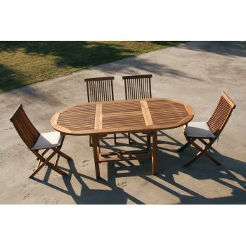 Tavolo da giardino rotondo allungabile in legno TeakOnMe 2