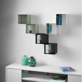 Set 3 mensole da parete forma cubo sonoma Shelvy Cub