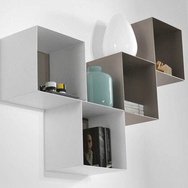 Cubi da parete componibili in acciaio Twin