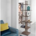 Libreria a colonna in vetro e legno laminato Laddy