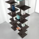 Libreria a colonna in vetro e legno laminato Laddy