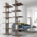Libreria a colonna in vetro e legno laminato Laddy
