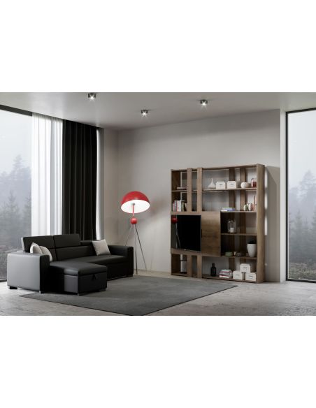 Parete attrezzata libreria in legno nobilitato Kato H