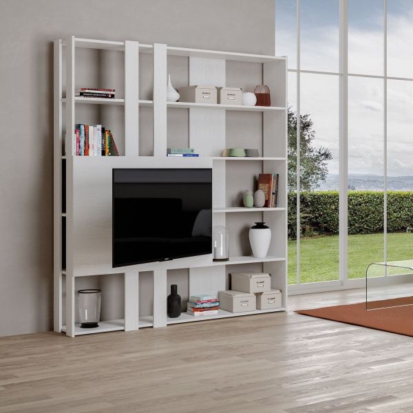 Parete attrezzata con libreria porta TV Inedditah M