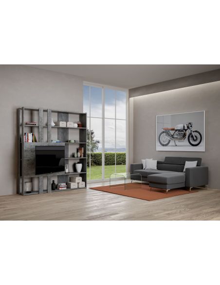 Parete attrezzata con libreria porta TV Inedditah M