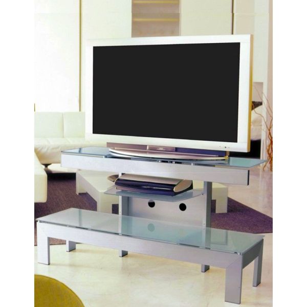 Porta TV design moderno in cristallo ed alluminio Wilbur