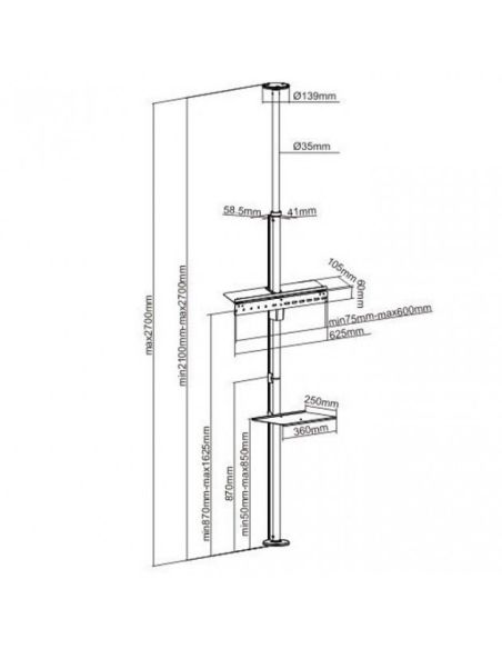 Colonna porta TV da pavimento a soffitto Damon