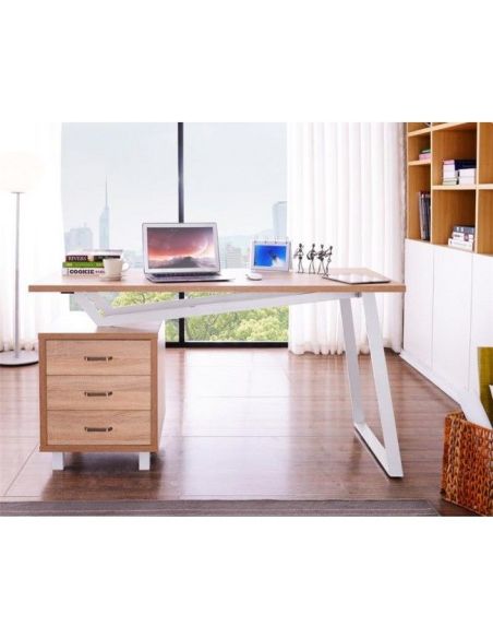 Scrivania porta PC con cassettiera 140x60 cm Thomas