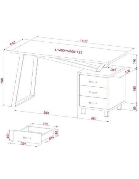 Scrivania porta PC con cassettiera 140x60 cm Thomas