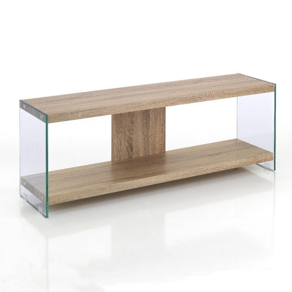 Mobile per TV design in vetro trasparente e legno Asenzio