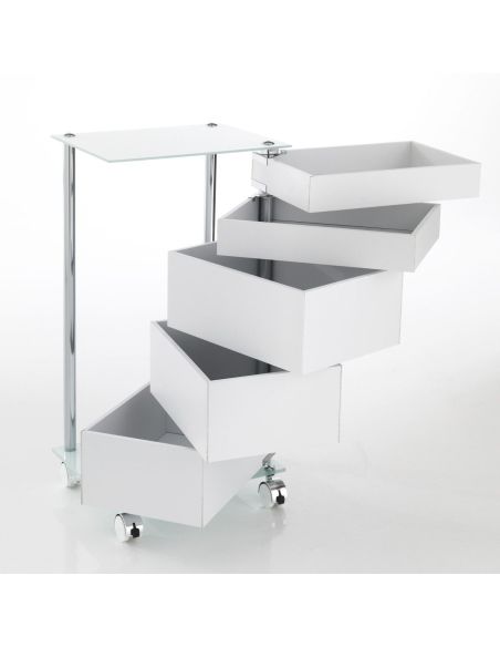 Cassettiera da scrivania con ruote e 5 cassetti Dennis