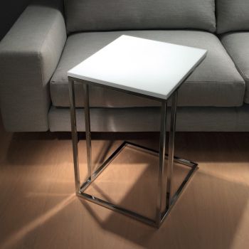 Tavolino da salotto lato divano in acciaio e laminato Polite 2