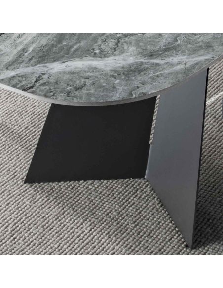 Tavolo da pranzo in acciaio e gres porcellanato Springs