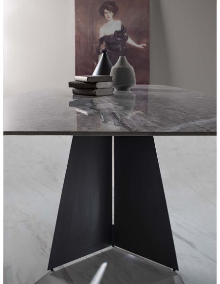 Tavolo da pranzo in acciaio e gres porcellanato Springs