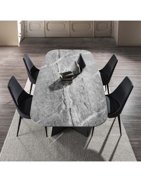 Tavolo da pranzo in acciaio e gres porcellanato Springs