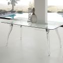 Tavolo in vetro trasparente con gambe in acrilico Brilliant