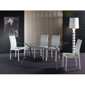 Tavolo scrivania in vetro trasparente e metallo cromato Glam 2