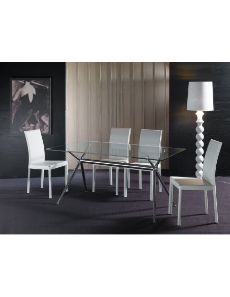 Tavolo scrivania in vetro trasparente e metallo cromato Glam Tavolo scrivania in vetro trasparente e metallo cromato Glam