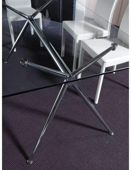 Tavolo scrivania in vetro trasparente e metallo cromato Glam Tavolo scrivania in vetro trasparente e metallo cromato Glam