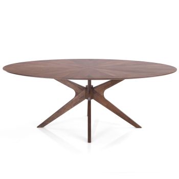 Tavolo ovale in legno massello e MDF noce Hubbard 2