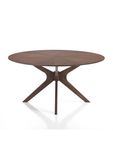 Tavolo rotondo in legno massello e MDF Venues Walnut