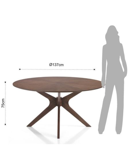 Tavolo rotondo in legno massello e MDF Venues Walnut