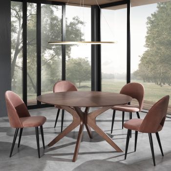 Tavolo rotondo in legno massello e MDF Venues Walnut 2