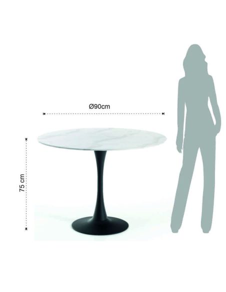 Tavolo rotondo in vetro finitura marmo Alive